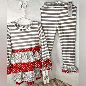 Counting Daisies Girls’ Festive 2pc set with top and leggings NWT sz 6